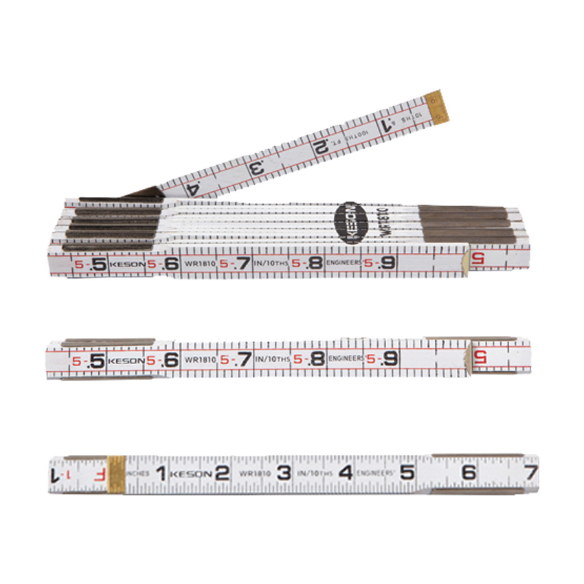 Keson WR1810 Wooden Folding Engineers Ruler - Dual Grad - ft, in, 1/8, 1/16 & ft, 10th, 100ths