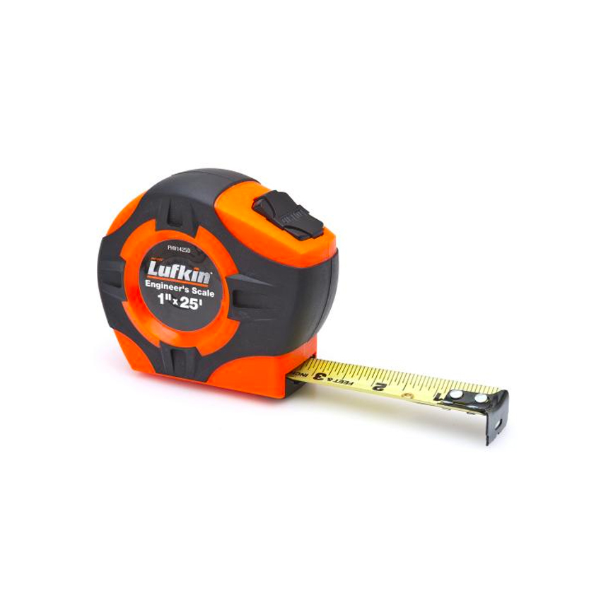 Crescent Lufkin 1 Inch x 25 Foot P1000 Series Engineer's Yellow Clad A4 Blade Power Return Tape Measure