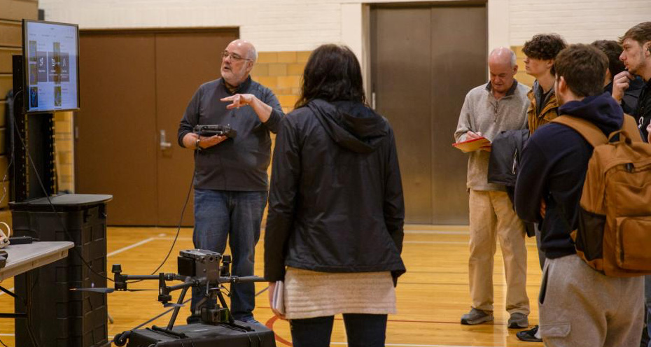 Engineer shows data collected by an aerial LiDAR system