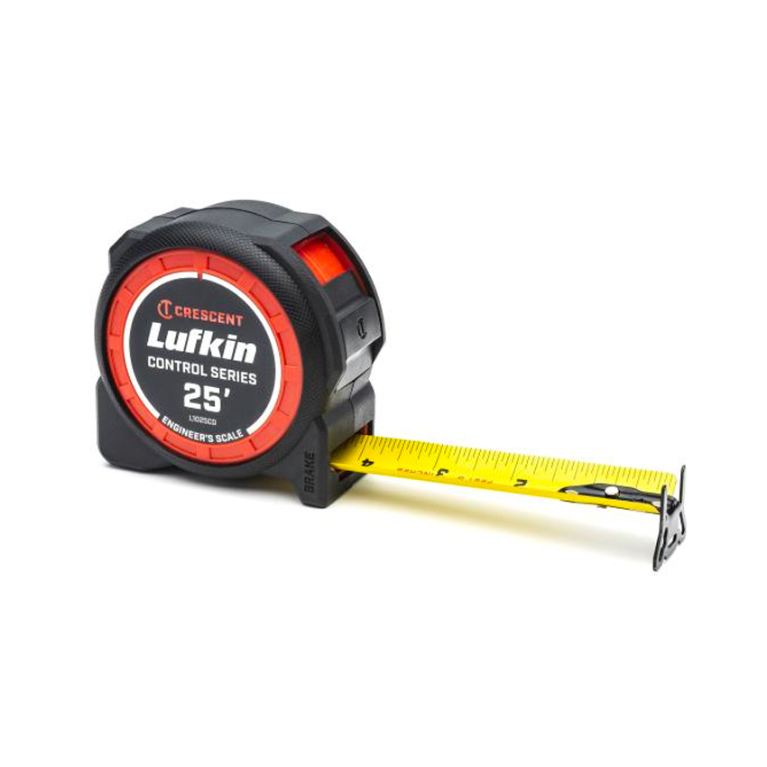 Crescent Lufkin 1-3/16 Inch x 25 Foot Command Control Series Yellow Clad Engineers Tape Measure